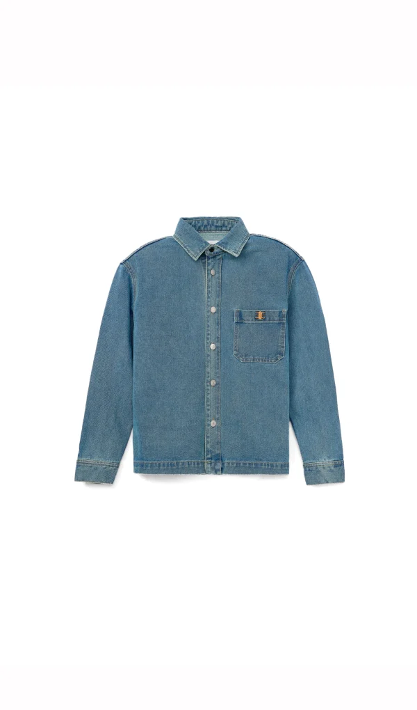 Áo Sơ Mi Denim Khoá Gài Tay Dài - ELEVEN