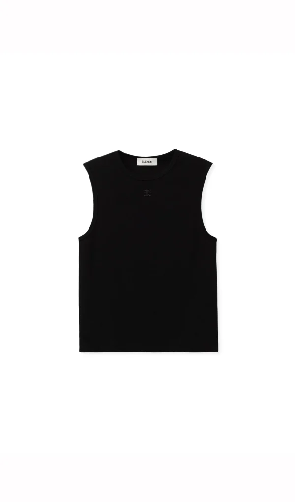 Áo Tanktop Vải Gân Thêu Mono - ELEVEN