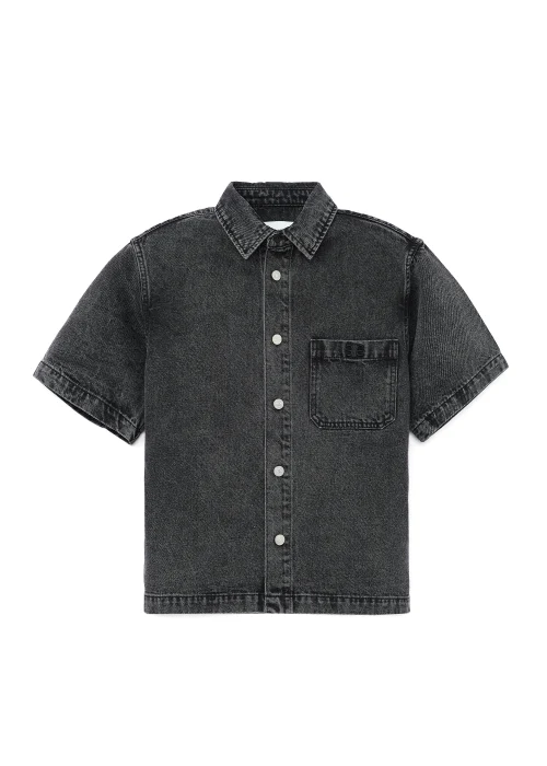 Áo Sơ Mi Denim Khoá Gài Tay Ngắn - ELEVEN