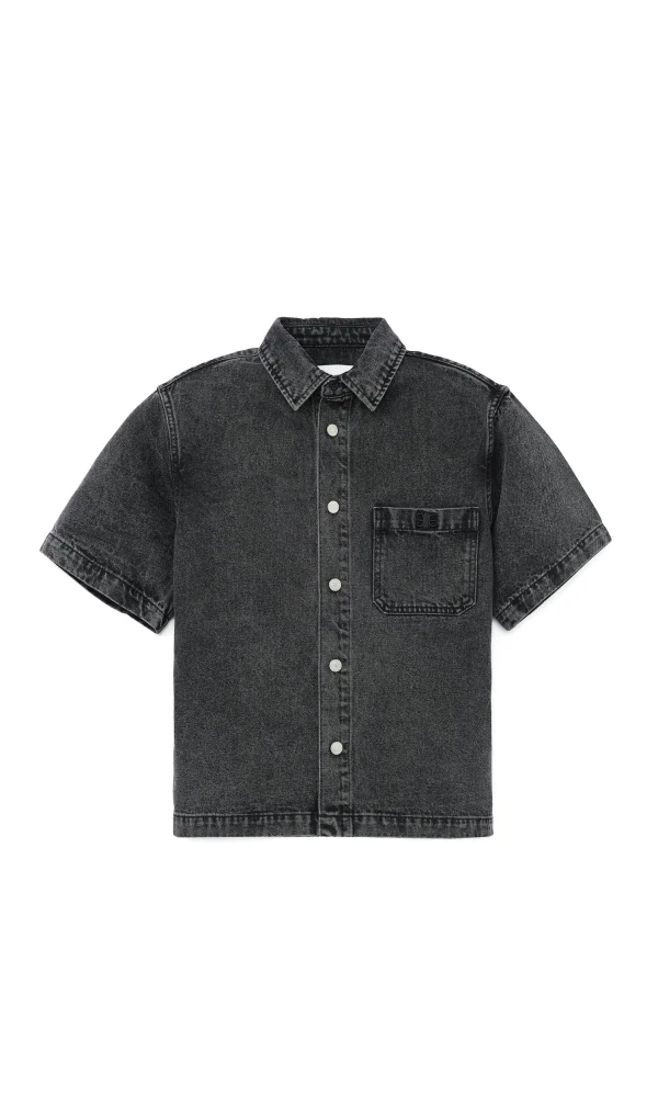 Áo Sơ Mi Denim Khoá Gài Tay Ngắn - ELEVEN