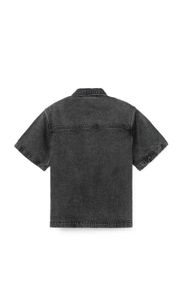 Áo Sơ Mi Denim Khoá Gài Tay Ngắn - ELEVEN