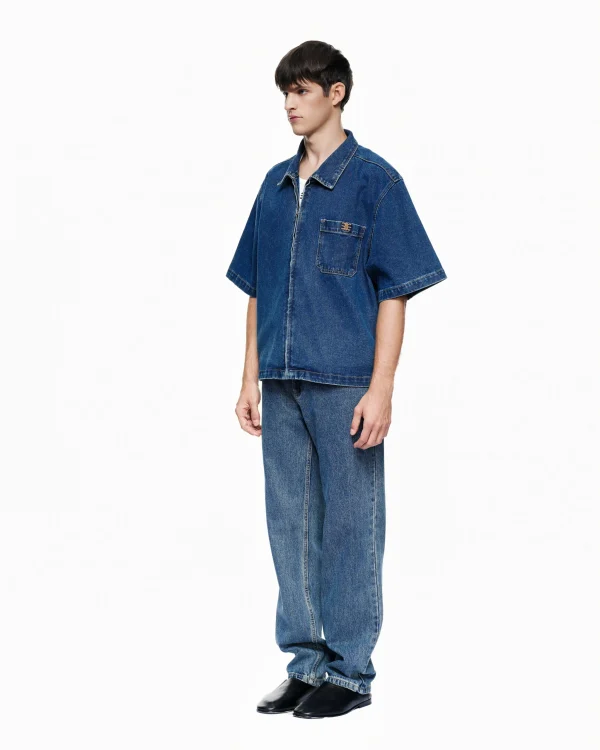 Áo Sơ Mi Denim Khoá Kéo